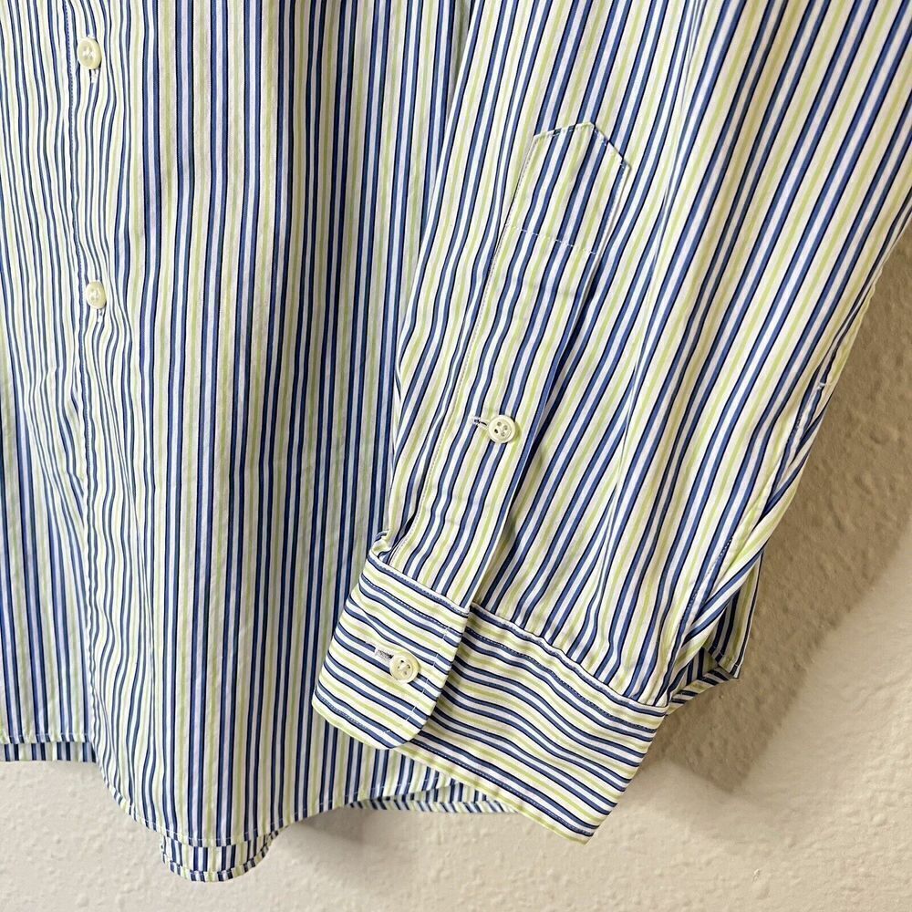 Polo Ralph Lauren GREEN/BLUE/WHITE STRIPED Classic Fit  Button Down Shirts - Picture 3 of 5
